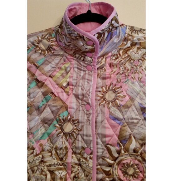 VicaModa Reversable 100% Silk Shell Light Quilted Jacket 10-8 Bubble Gum Pink - Picture 5 of 11